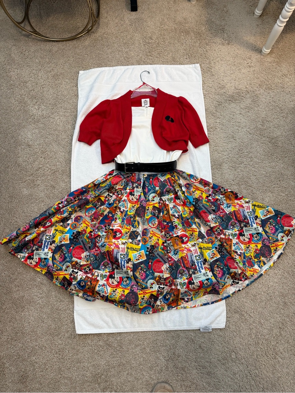 MICKEY MOUSE DRESS WITH POCKETS CARDIGAN & BELT RARE NWOT SIZE SMALL